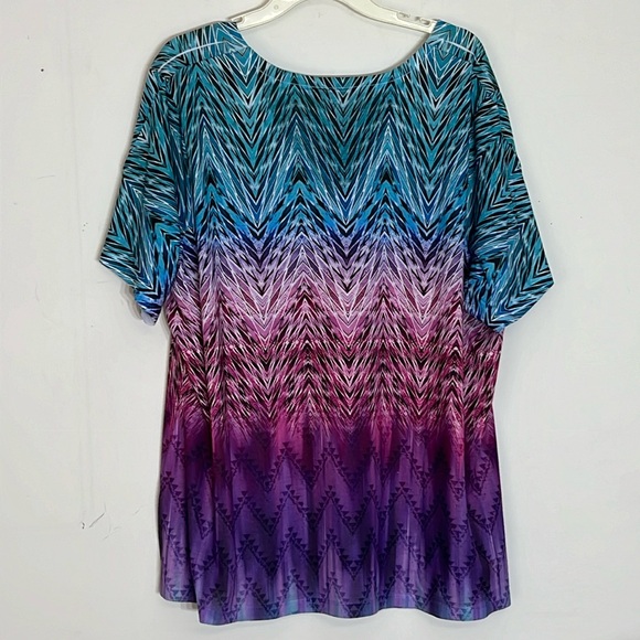 🌞 Avenue blouse blue green pink purple short sleeve tunic women plus size 22-24 - Picture 13 of 16